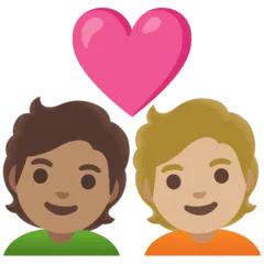 🧑🏽‍❤️‍🧑🏼 Pasangan dengan Hati Warna Kulit Sedang dengan Warna Kulit Cerah Sedang Google