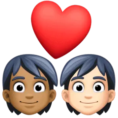 🧑🏾‍❤️‍🧑🏻 Pasangan dengan Hati Warna Kulit Gelap Sedang dengan Warna Kulit Cerah Facebook
