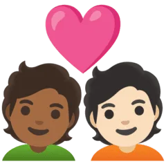 🧑🏾‍❤️‍🧑🏻 Pasangan dengan Hati Warna Kulit Gelap Sedang dengan Warna Kulit Cerah Google