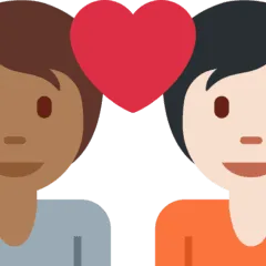 🧑🏾‍❤️‍🧑🏻 Pasangan dengan Hati Warna Kulit Gelap Sedang dengan Warna Kulit Cerah Twitter