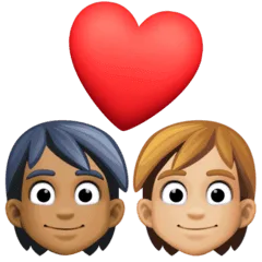 🧑🏾‍❤️‍🧑🏼 Pasangan dengan Hati Warna Kulit Gelap Sedang dengan Warna Kulit Cerah Sedang Facebook