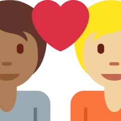 🧑🏾‍❤️‍🧑🏼 Pasangan dengan Hati Warna Kulit Gelap Sedang dengan Warna Kulit Cerah Sedang Twitter
