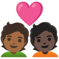 🧑🏾‍❤️‍🧑🏿 Pasangan dengan Hati Warna Kulit Gelap Sedang dengan Warna Kulit Gelap Google