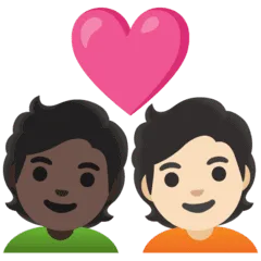 🧑🏿‍❤️‍🧑🏻 Pasangan dengan Hati Warna Kulit Gelap dengan Warna Kulit Cerah Google
