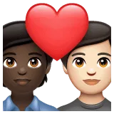 🧑🏿‍❤️‍🧑🏻 Pasangan dengan Hati Warna Kulit Gelap dengan Warna Kulit Cerah WhatsApp