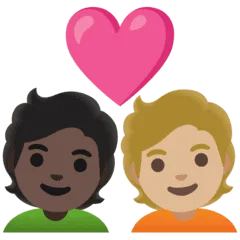 🧑🏿‍❤️‍🧑🏼 Pasangan dengan Hati Warna Kulit Gelap dengan Warna Kulit Cerah Sedang Google