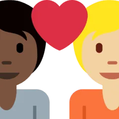 🧑🏿‍❤️‍🧑🏼 Pasangan dengan Hati Warna Kulit Gelap dengan Warna Kulit Cerah Sedang Twitter