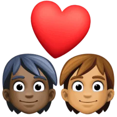 🧑🏿‍❤️‍🧑🏽 Pasangan dengan Hati Warna Kulit Gelap dengan Warna Kulit Sedang Facebook