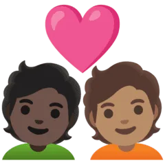 🧑🏿‍❤️‍🧑🏽 Pasangan dengan Hati Warna Kulit Gelap dengan Warna Kulit Sedang Google