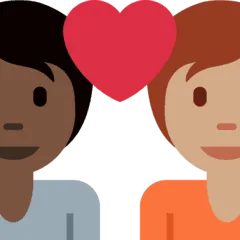 🧑🏿‍❤️‍🧑🏽 Pasangan dengan Hati Warna Kulit Gelap dengan Warna Kulit Sedang Twitter