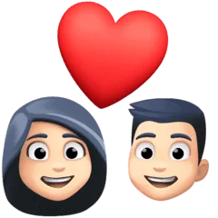 👩🏻‍❤️‍👨🏻 Pasangan dengan Hati Wanita dengan Pria Warna Kulit Cerah Facebook