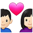👩🏻‍❤️‍👨🏻 Pasangan dengan Hati Wanita dengan Pria Warna Kulit Cerah Samsung