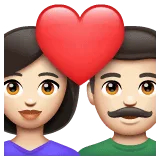 👩🏻‍❤️‍👨🏻 Pasangan dengan Hati Wanita dengan Pria Warna Kulit Cerah WhatsApp