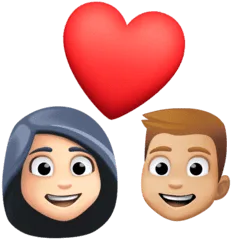 👩🏻‍❤️‍👨🏼 Pasangan dengan Hati Wanita dengan Pria Warna Kulit Cerah dengan Warna Kulit Cerah Sedang Facebook