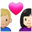 👩🏻‍❤️‍👨🏼 Pasangan dengan Hati Wanita dengan Pria Warna Kulit Cerah dengan Warna Kulit Cerah Sedang Samsung