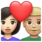 👩🏻‍❤️‍👨🏼 Pasangan dengan Hati Wanita dengan Pria Warna Kulit Cerah dengan Warna Kulit Cerah Sedang WhatsApp