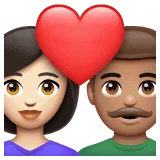 👩🏻‍❤️‍👨🏽 Pasangan dengan Hati Wanita dengan Pria Warna Kulit Cerah dengan Warna Kulit Sedang WhatsApp