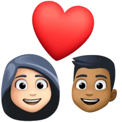 👩🏻‍❤️‍👨🏾 Pasangan dengan Hati Wanita dengan Pria Warna Kulit Cerah dengan Warna Kulit Gelap Sedang Facebook