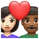 👩🏻‍❤️‍👨🏾 Pasangan dengan Hati Wanita dengan Pria Warna Kulit Cerah dengan Warna Kulit Gelap Sedang WhatsApp