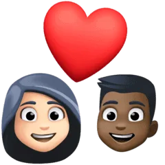 👩🏻‍❤️‍👨🏿 Pasangan dengan Hati Wanita dengan Pria Warna Kulit Cerah dengan Warna Kulit Gelap Facebook