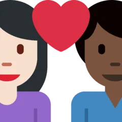 👩🏻‍❤️‍👨🏿 Pasangan dengan Hati Wanita dengan Pria Warna Kulit Cerah dengan Warna Kulit Gelap Twitter