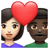 👩🏻‍❤️‍👨🏿 Pasangan dengan Hati Wanita dengan Pria Warna Kulit Cerah dengan Warna Kulit Gelap WhatsApp