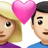 👩🏼‍❤️‍👨🏻 Pasangan dengan Hati Wanita dengan Pria Warna Kulit Cerah Sedang dengan Warna Kulit Cerah Apple