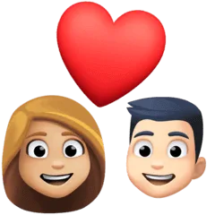 👩🏼‍❤️‍👨🏻 Pasangan dengan Hati Wanita dengan Pria Warna Kulit Cerah Sedang dengan Warna Kulit Cerah Facebook
