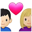 👩🏼‍❤️‍👨🏻 Pasangan dengan Hati Wanita dengan Pria Warna Kulit Cerah Sedang dengan Warna Kulit Cerah Samsung