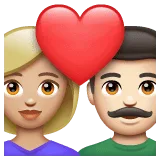 👩🏼‍❤️‍👨🏻 Pasangan dengan Hati Wanita dengan Pria Warna Kulit Cerah Sedang dengan Warna Kulit Cerah WhatsApp