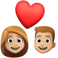 👩🏼‍❤️‍👨🏼 Pasangan dengan Hati Wanita dengan Pria Warna Kulit Cerah Sedang Facebook