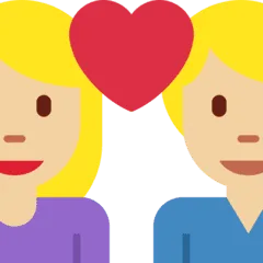 👩🏼‍❤️‍👨🏼 Pasangan dengan Hati Wanita dengan Pria Warna Kulit Cerah Sedang Twitter