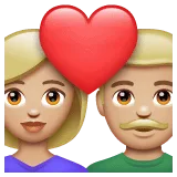 👩🏼‍❤️‍👨🏼 Pasangan dengan Hati Wanita dengan Pria Warna Kulit Cerah Sedang WhatsApp