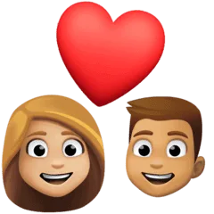 👩🏼‍❤️‍👨🏽 Pasangan dengan Hati Wanita dengan Pria Warna Kulit Cerah Sedang dengan Warna Kulit Sedang Facebook
