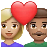 👩🏼‍❤️‍👨🏽 Pasangan dengan Hati Wanita dengan Pria Warna Kulit Cerah Sedang dengan Warna Kulit Sedang WhatsApp