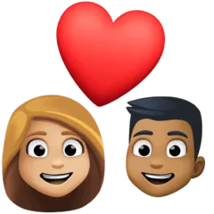 👩🏼‍❤️‍👨🏾 Pasangan dengan Hati Wanita dengan Pria Warna Kulit Cerah Sedang dengan Warna Kulit Gelap Sedang Facebook