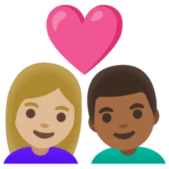 👩🏼‍❤️‍👨🏾 Pasangan dengan Hati Wanita dengan Pria Warna Kulit Cerah Sedang dengan Warna Kulit Gelap Sedang Google