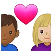 👩🏼‍❤️‍👨🏾 Pasangan dengan Hati Wanita dengan Pria Warna Kulit Cerah Sedang dengan Warna Kulit Gelap Sedang Samsung