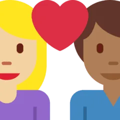 👩🏼‍❤️‍👨🏾 Pasangan dengan Hati Wanita dengan Pria Warna Kulit Cerah Sedang dengan Warna Kulit Gelap Sedang Twitter
