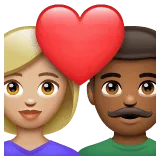 👩🏼‍❤️‍👨🏾 Pasangan dengan Hati Wanita dengan Pria Warna Kulit Cerah Sedang dengan Warna Kulit Gelap Sedang WhatsApp