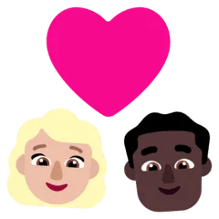 👩🏼‍❤️‍👨🏿 Pasangan dengan Hati Wanita dengan Pria Warna Kulit Cerah Sedang dengan Warna Kulit Gelap Microsoft 1