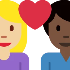 👩🏼‍❤️‍👨🏿 Pasangan dengan Hati Wanita dengan Pria Warna Kulit Cerah Sedang dengan Warna Kulit Gelap Twitter 1