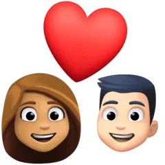 👩🏽‍❤️‍👨🏻 Pasangan dengan Hati Wanita dengan Pria Warna Kulit Sedang dengan Warna Kulit Cerah Facebook