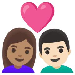👩🏽‍❤️‍👨🏻 Pasangan dengan Hati Wanita dengan Pria Warna Kulit Sedang dengan Warna Kulit Cerah Google