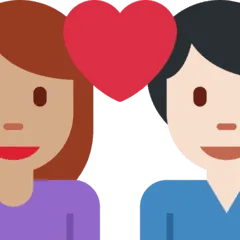👩🏽‍❤️‍👨🏻 Pasangan dengan Hati Wanita dengan Pria Warna Kulit Sedang dengan Warna Kulit Cerah Twitter