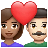 👩🏽‍❤️‍👨🏻 Pasangan dengan Hati Wanita dengan Pria Warna Kulit Sedang dengan Warna Kulit Cerah WhatsApp