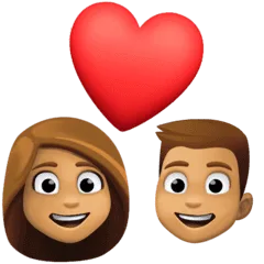 👩🏽‍❤️‍👨🏽 Pasangan dengan Hati Wanita dengan Pria Warna Kulit Sedang Facebook