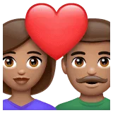 👩🏽‍❤️‍👨🏽 Pasangan dengan Hati Wanita dengan Pria Warna Kulit Sedang WhatsApp