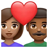 👩🏽‍❤️‍👨🏾 Pasangan dengan Hati Wanita dengan Pria Warna Kulit Sedang dengan Warna Kulit Gelap Sedang WhatsApp