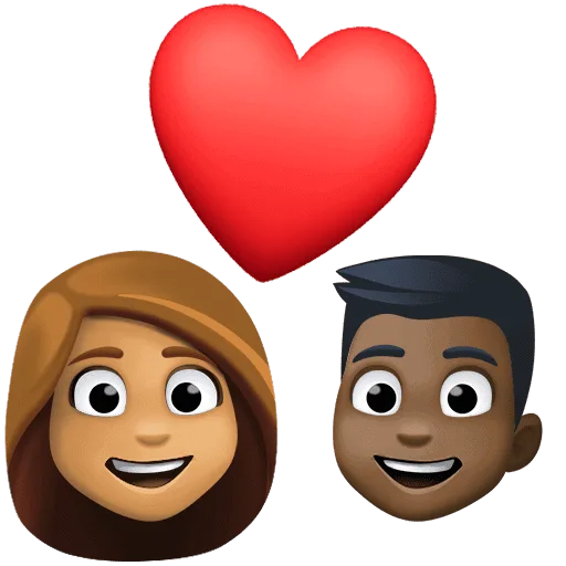 👩🏽‍❤️‍👨🏿 Pasangan dengan Hati Wanita dengan Pria Warna Kulit Sedang dengan Warna Kulit Gelap Facebook